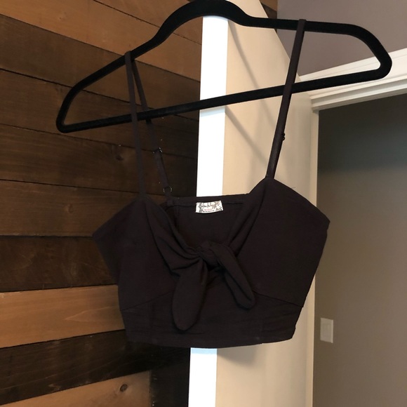 Free People All Mine Black Tie-Front Brami - Picture 3 of 4